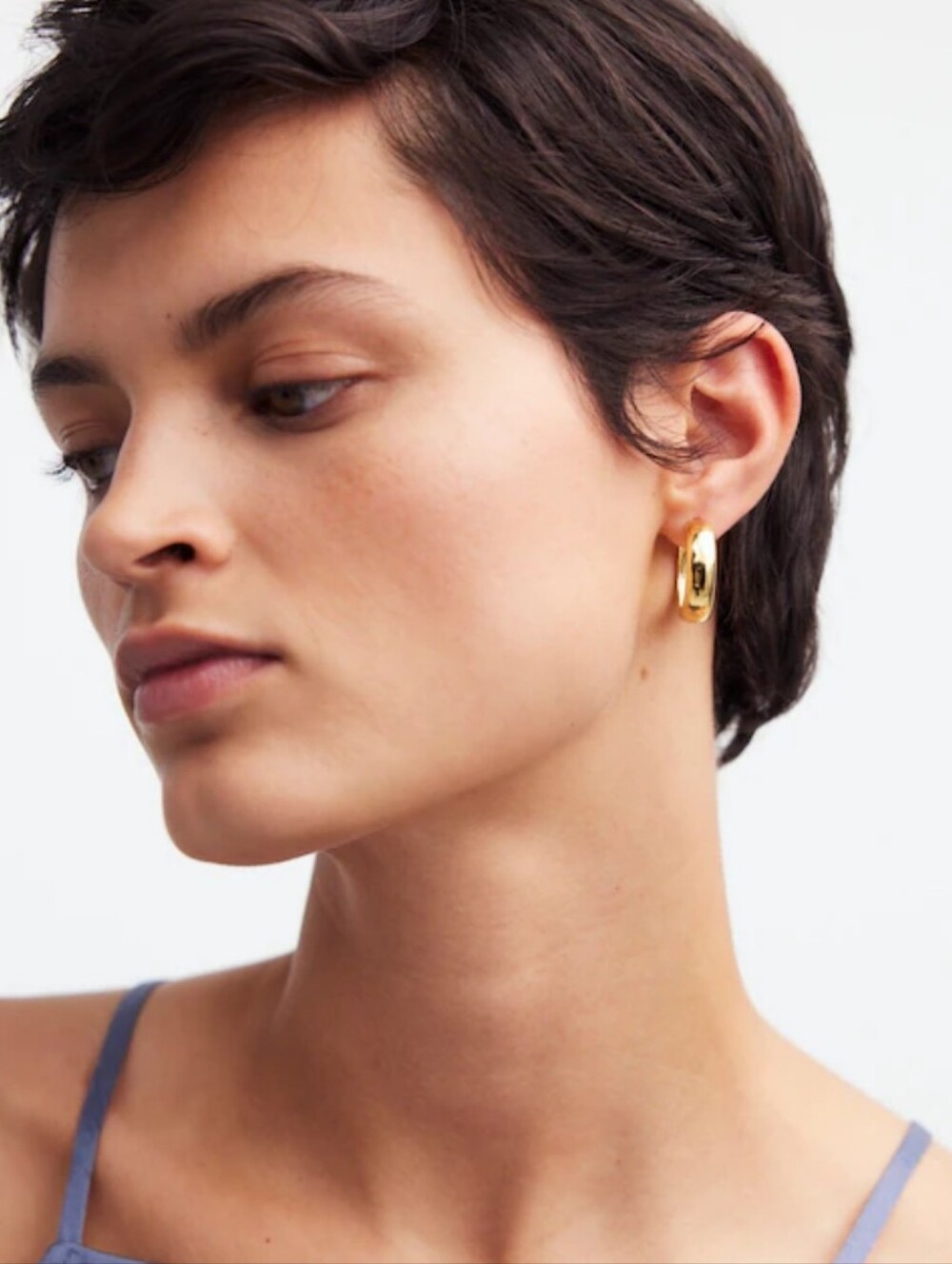 Madewell Demi-Fine Chunky Medium Hoop Earrings New! Gold - Picture 5 of 5